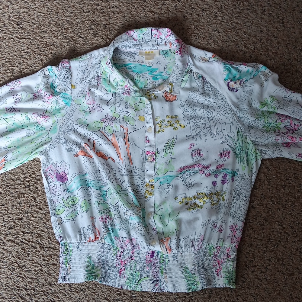 Anthropologie Maeve Paint By Numbers blouse, Large, Excellent Used Condition - Picture 9 of 11